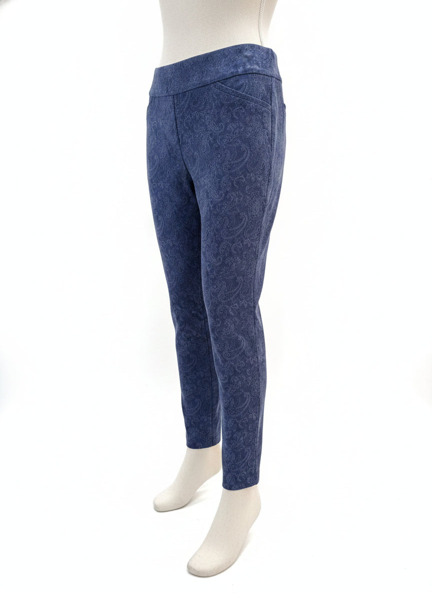 Chico's · Comfort Waist Pants · 6 · Navy Paisley Print