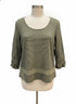 Habitat · Blouse · Large · Olive Sage Striped