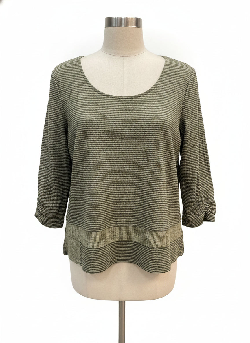 Habitat · Blouse · Large · Olive Sage Striped