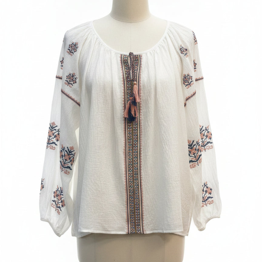 Anthropologie · Blue Tassel · Large · WhitePinkBlue