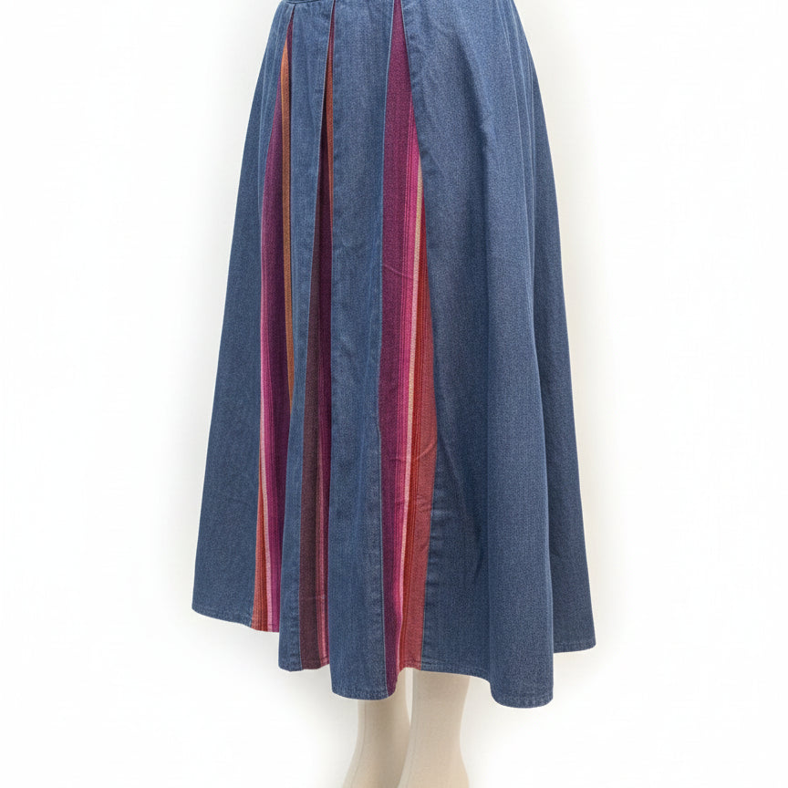 ORVIS · Peek-a-boo pleats · 10 · Denim Multi Striped