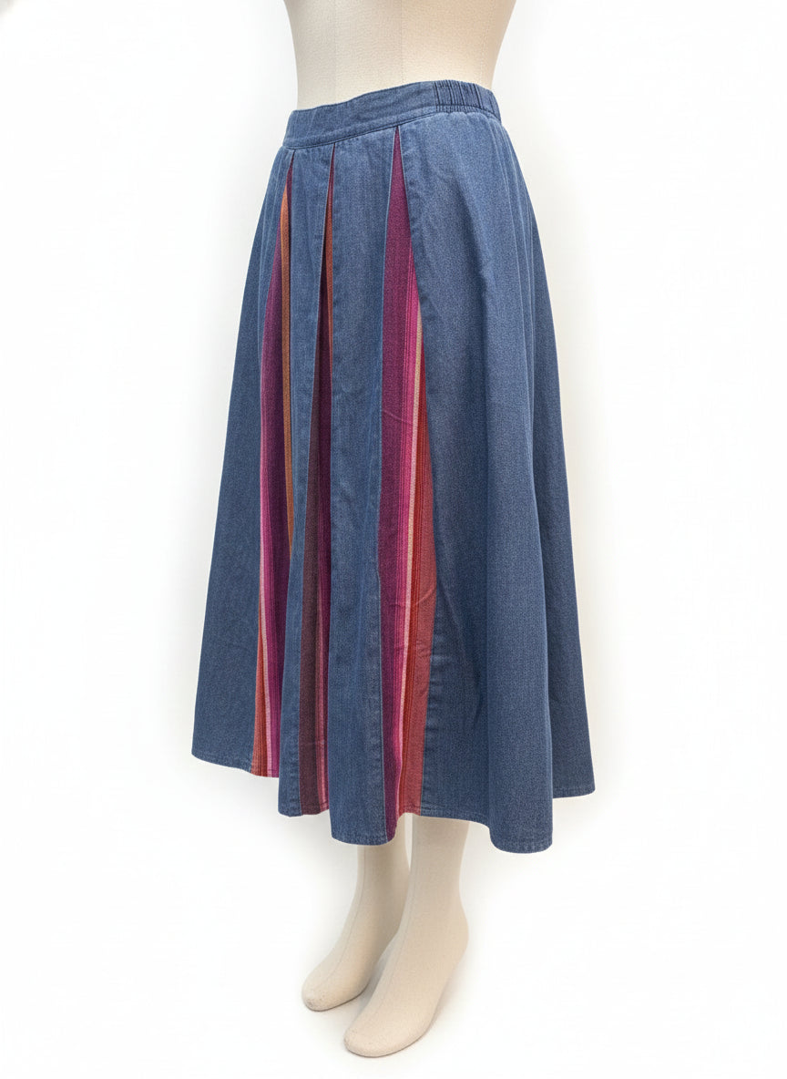 ORVIS · Peek-a-boo pleats · 10 · Denim Multi Striped