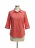 St. Johns Bay · Roll Tab Shirt · 1X P · Poppy/White
