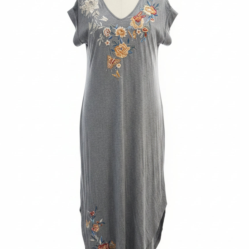 Caite · Embroidered maxi dress · Small · GrayMulti