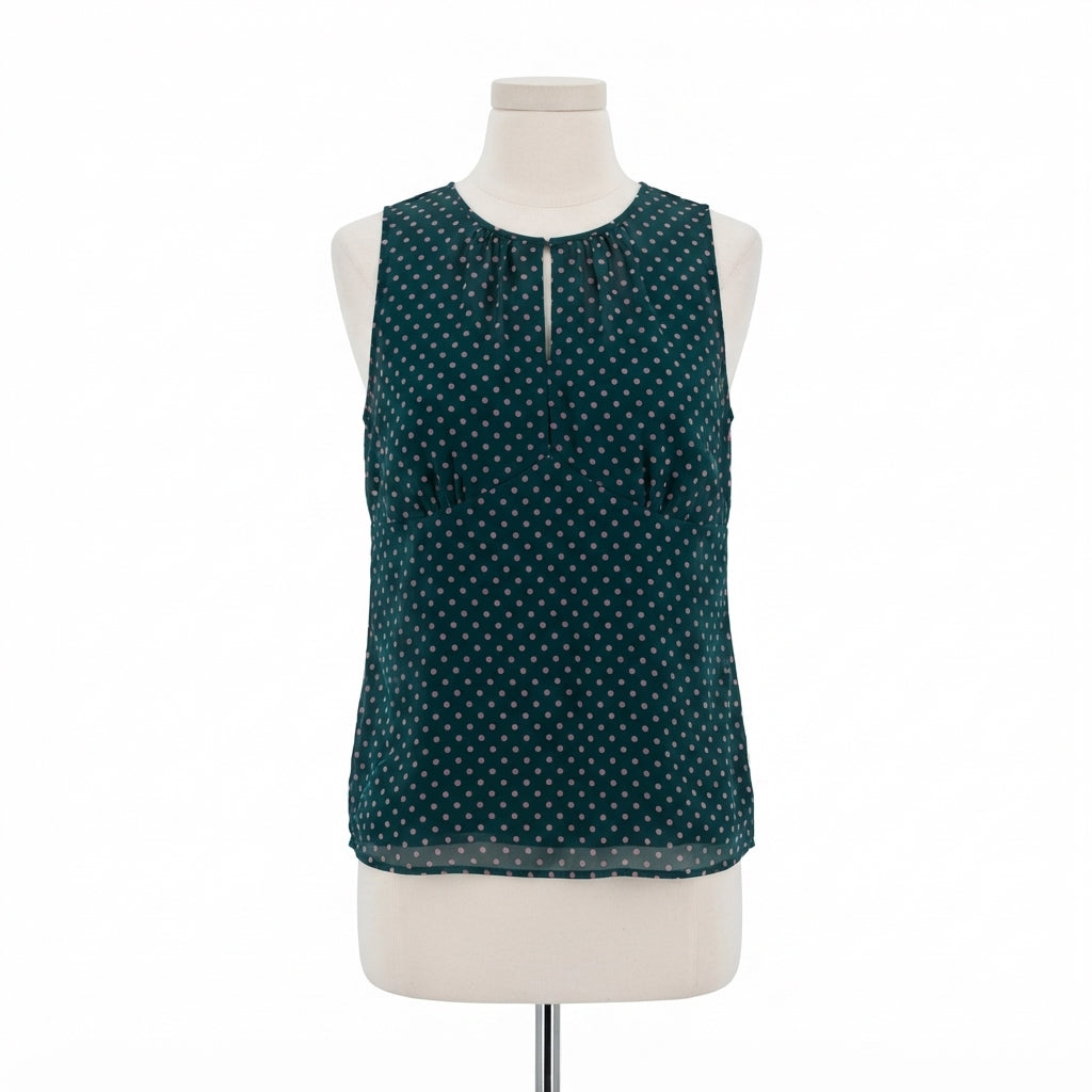 CABI · Bianca Flirt Top · Medium · Green, Pink Polka Dot