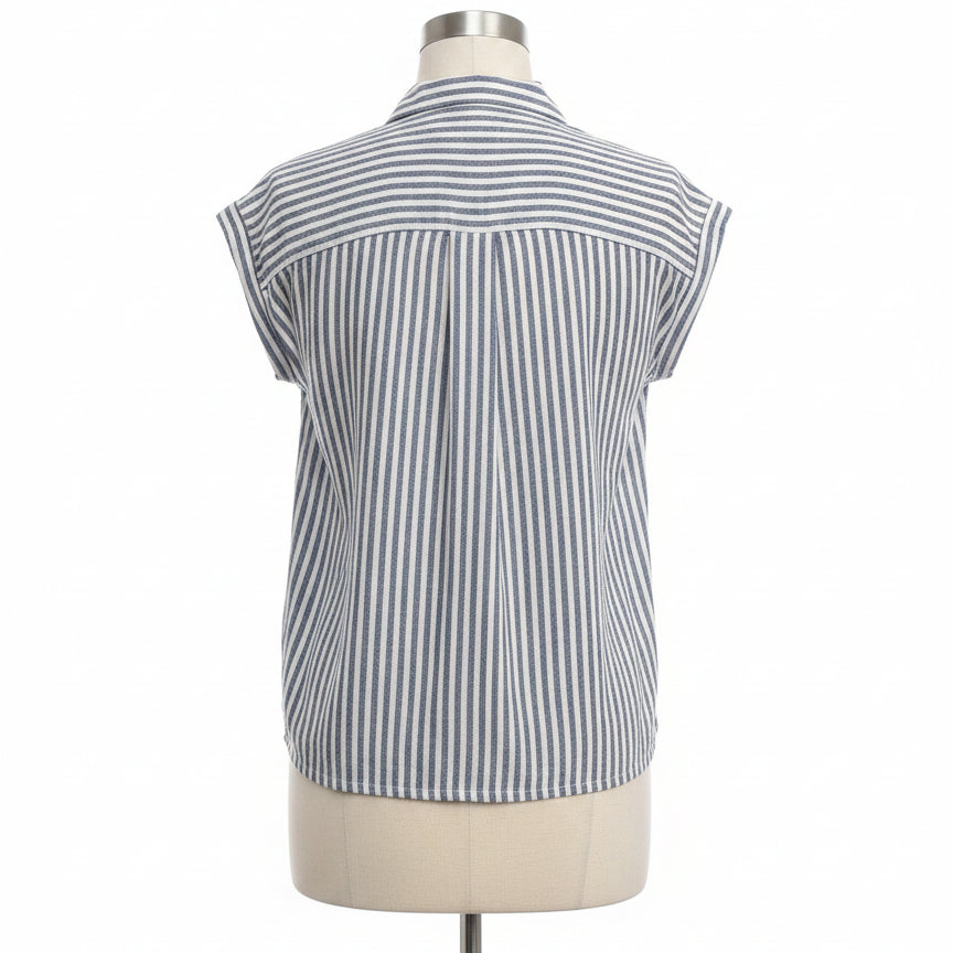 Orvis · Cap Sleeve Top · Medium · Navy/White
