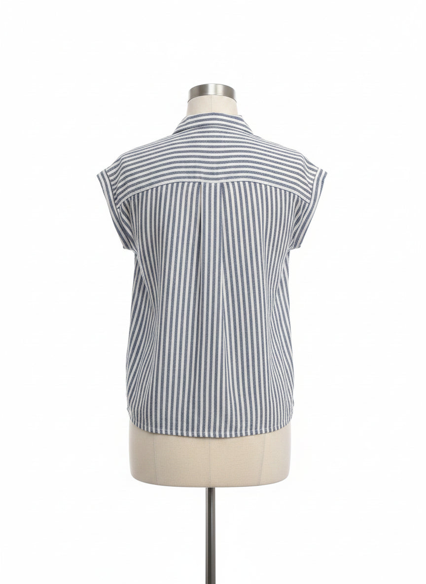 Orvis · Cap Sleeve Top · Medium · Navy/White