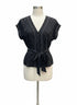 1. State · Cap Sleeve Top with Tie Belt · 2X · Black/White Polka Dot