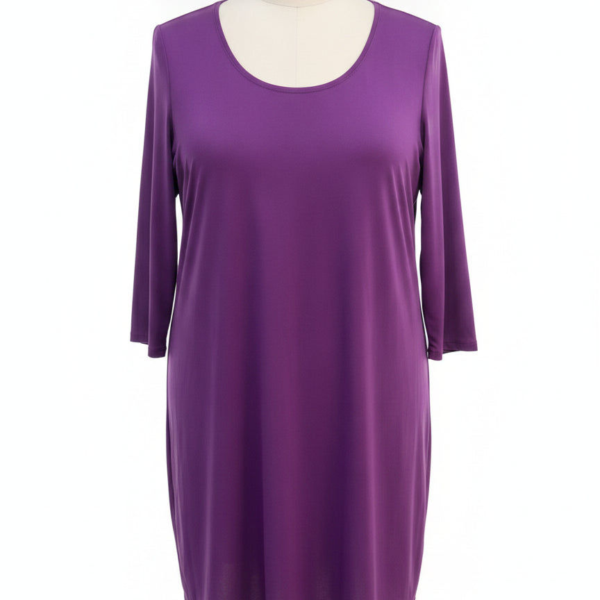 Susan Graver · 3/4 Sleeve Dress · 2X · Purple