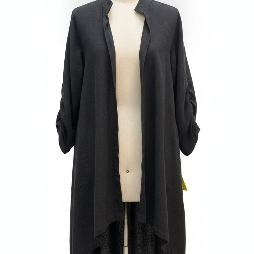 Cupcake · Open drape, ruched sleeves cardigan · Large · Black