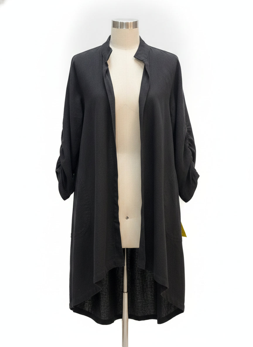 Cupcake · Open drape, ruched sleeves cardigan · Large · Black