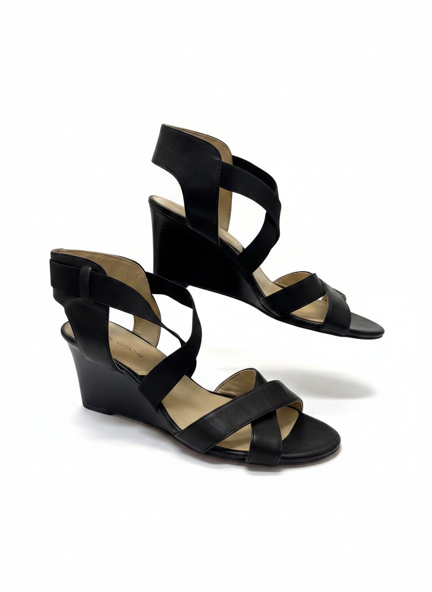 Adrienne Vittadini · Criss Cross straps Wedges · 8.5 · Black