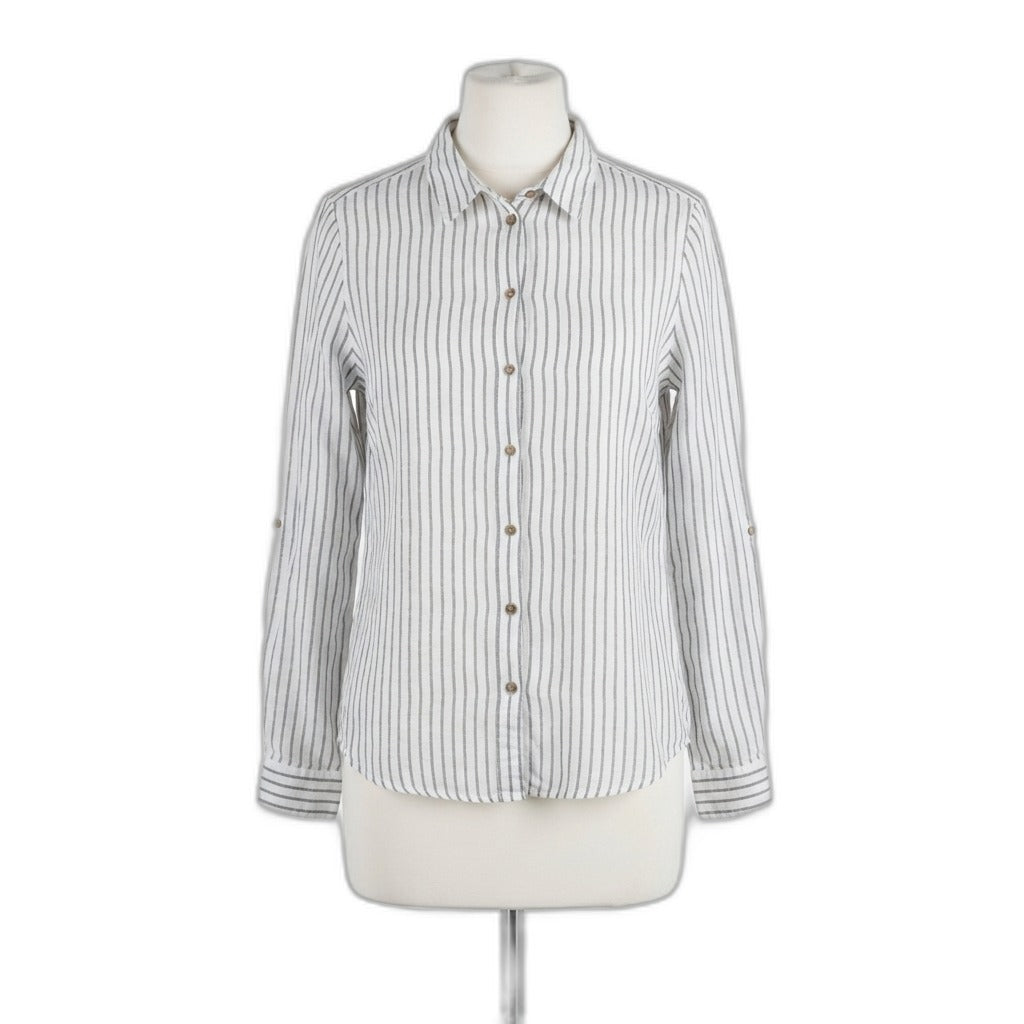 Tahari · Roll Tab Shirt · XLarge · WhiteNavy Striped