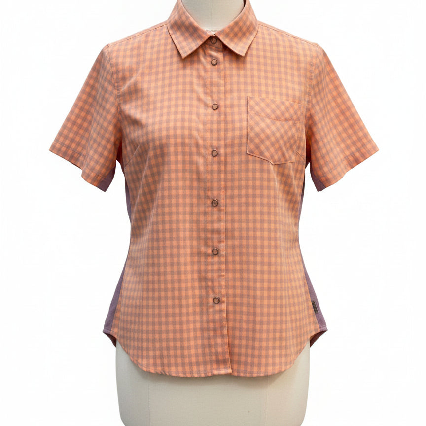 Club Ride · Short Sleeve Snap Cycling Top · Large · PeachGray
