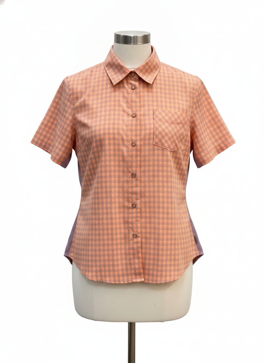 Club Ride · Short Sleeve Snap Cycling Top · Large · PeachGray