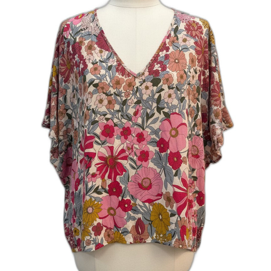 Natural Life · V-Neck Top · XLarge · PinkFloral