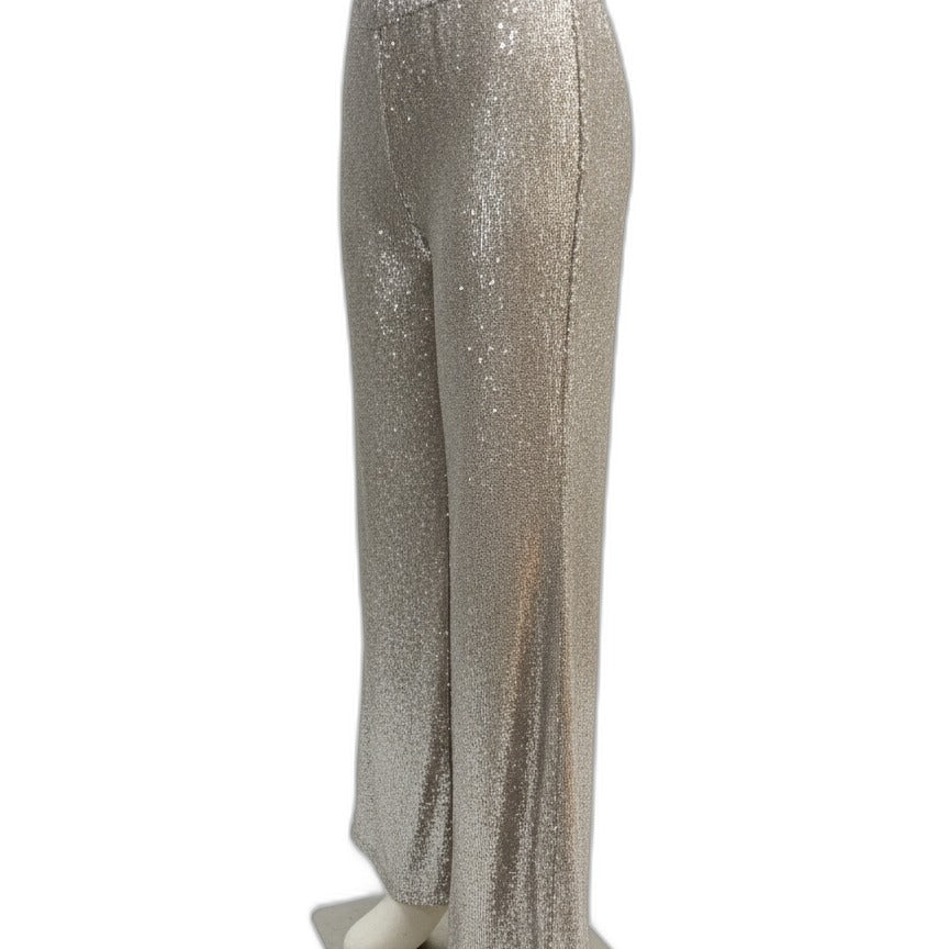 FreePeople · Bell Bottom Sequin Pants · Medium · Champagne