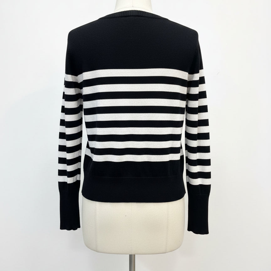 Karl Lagerfeld · Classic Style Gold Button Detail · Large · Black/White Striped
