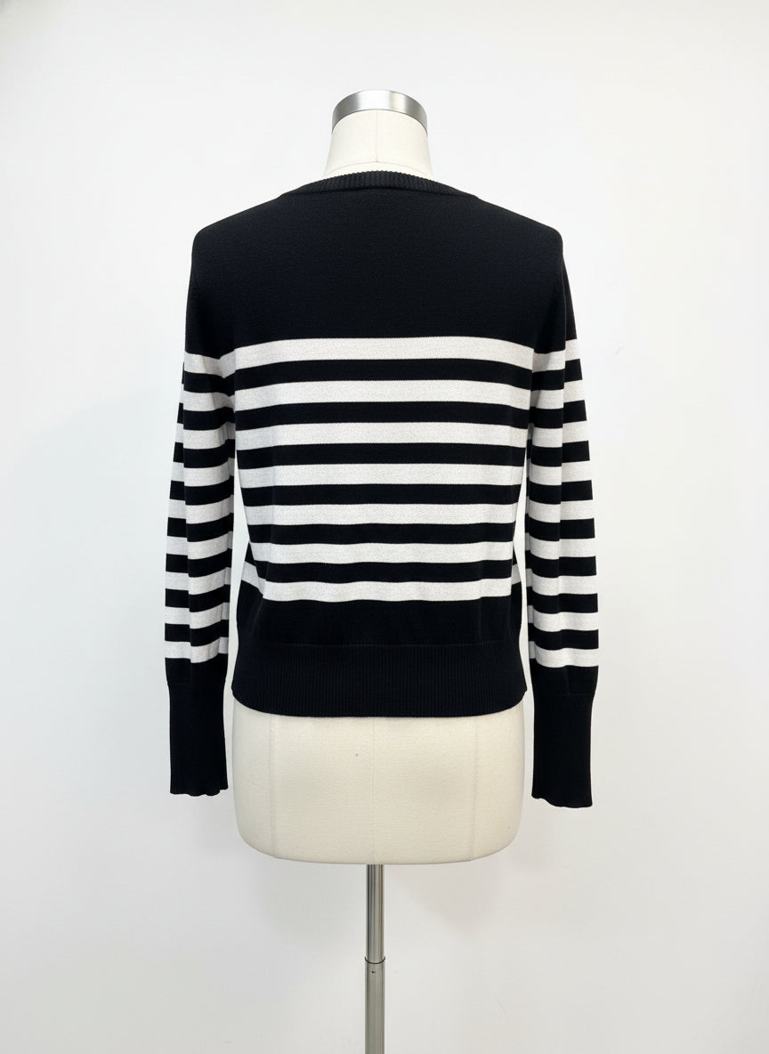 Karl Lagerfeld · Classic Style Gold Button Detail · Large · Black/White Striped