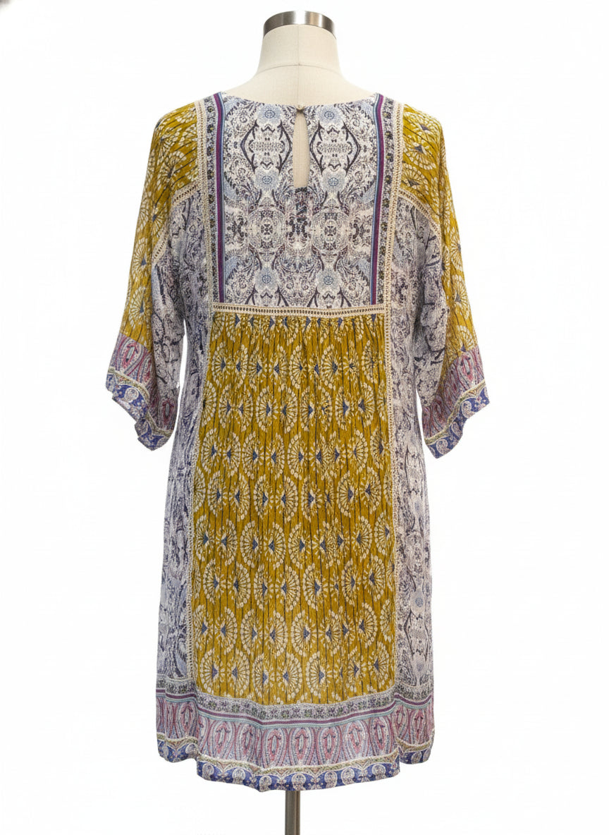 Sundance · Boho Chic Dress · Small P · MustardNavy