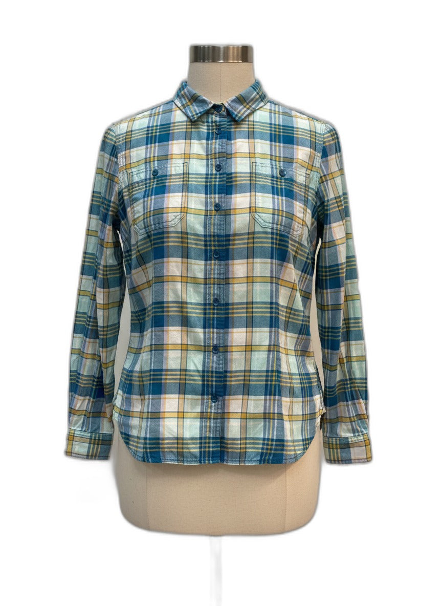 Duluth · Roll Tab Shirt · Medium · TealMint Plaid
