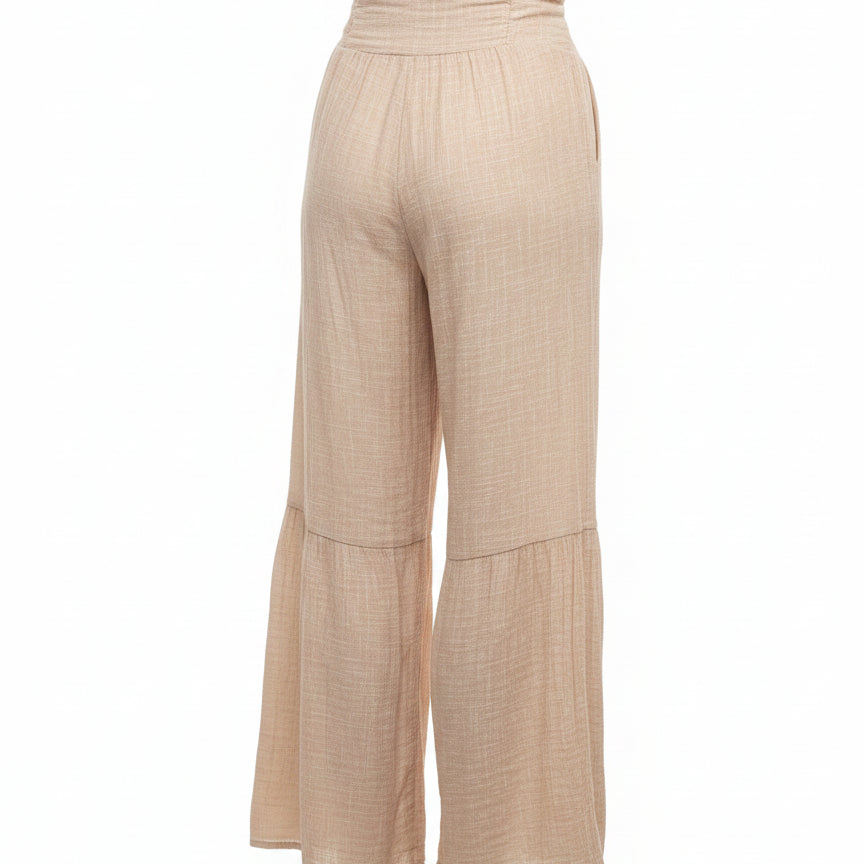 FreePeople · Cotton Blend Good Day Tie Waist Wide Leg Pants · Medium · Blush