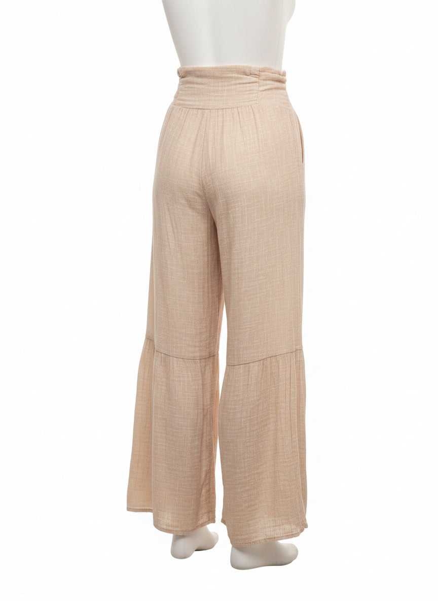 FreePeople · Cotton Blend Good Day Tie Waist Wide Leg Pants · Medium · Blush