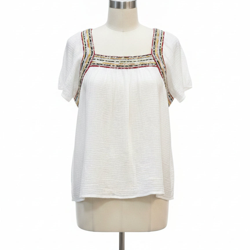 See and be Seen · Cap Sleeve Top · Large · White Multi