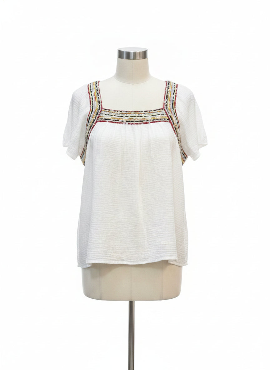See and be Seen · Cap Sleeve Top · Large · White Multi