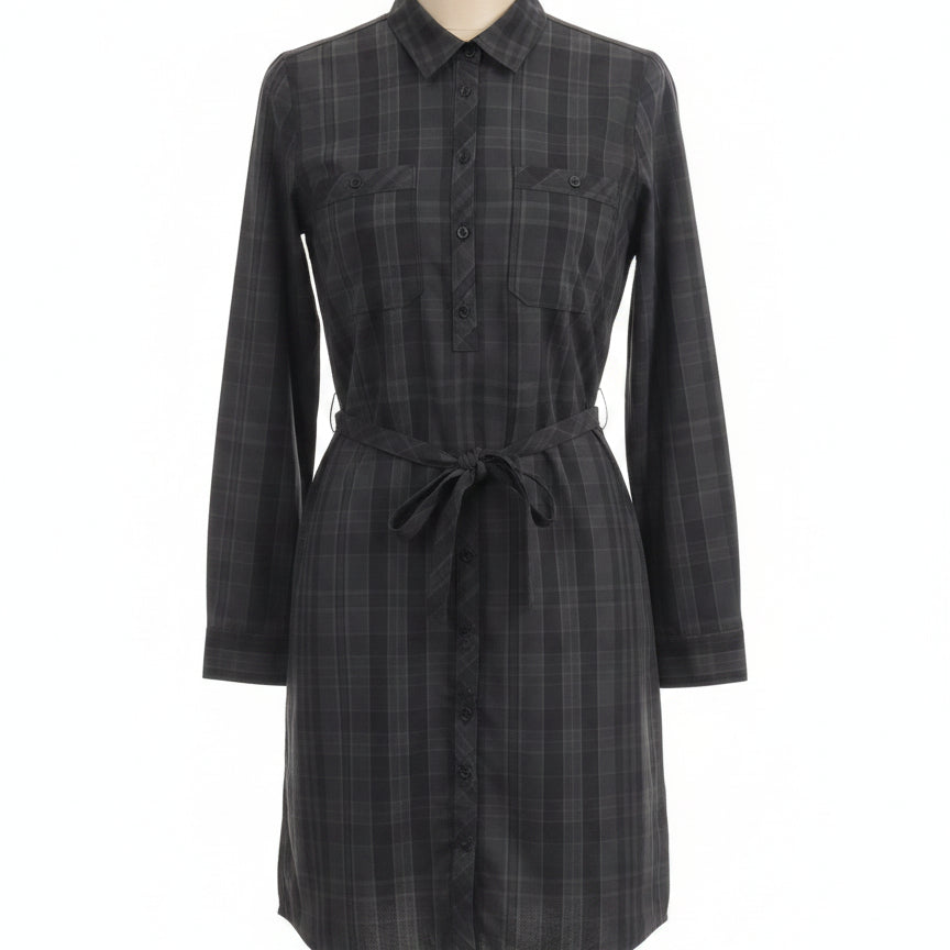 Eddie Bauer · Belted Active Dress · Large · BlackGray