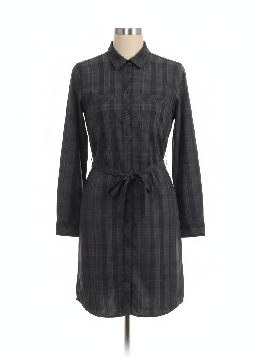 Eddie Bauer · Belted Active Dress · Large · BlackGray
