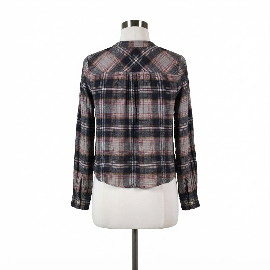 Charlie B · Roll Tab Shirt · Small · Navy Multi Plaid