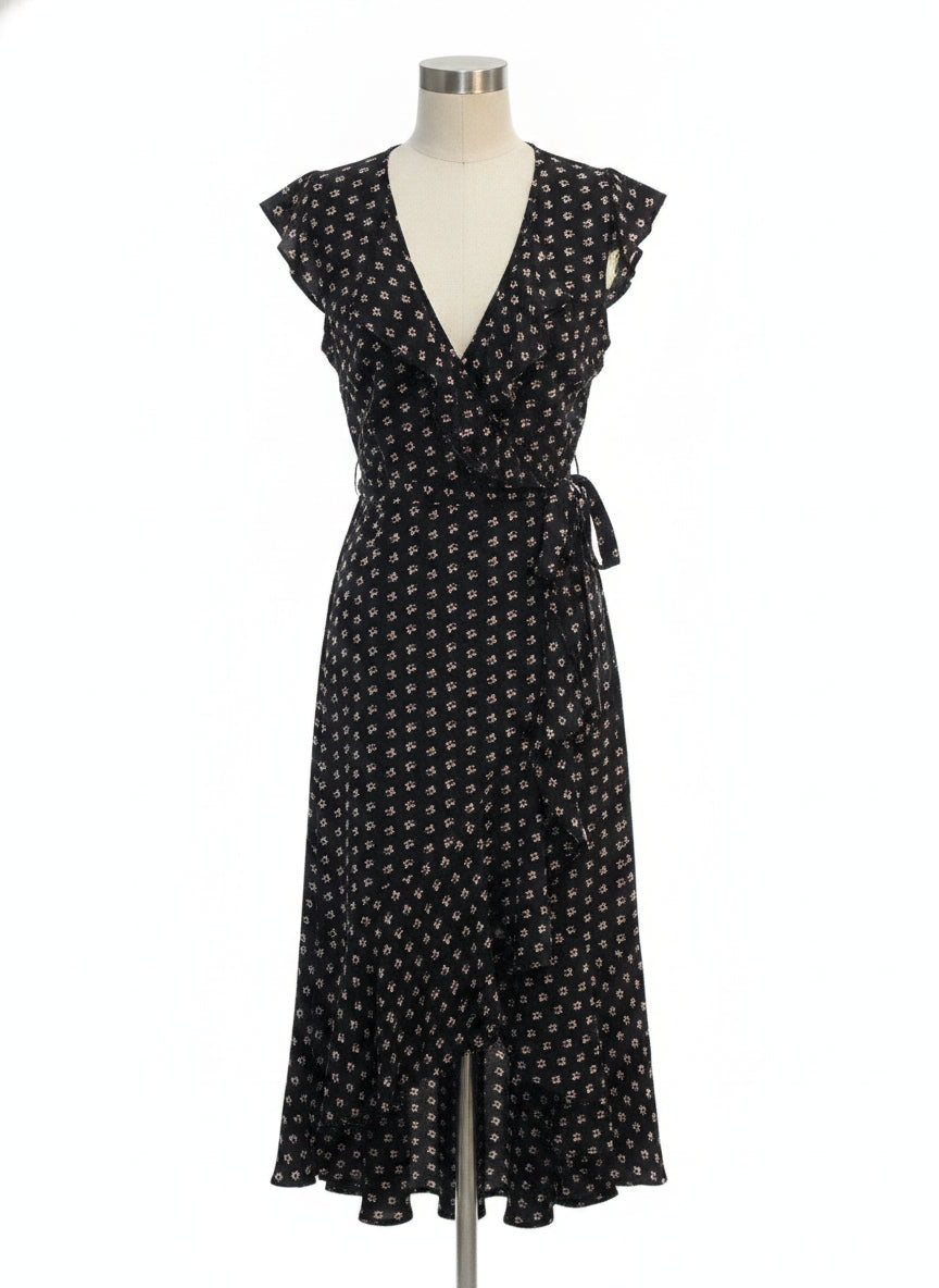 Max Studio · Wrap Dress · XS/S · Blackfloral