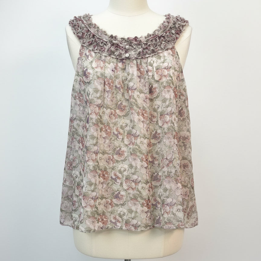 Anthropologie · Blue Velvet Pansy Print · Large · MauveMulti