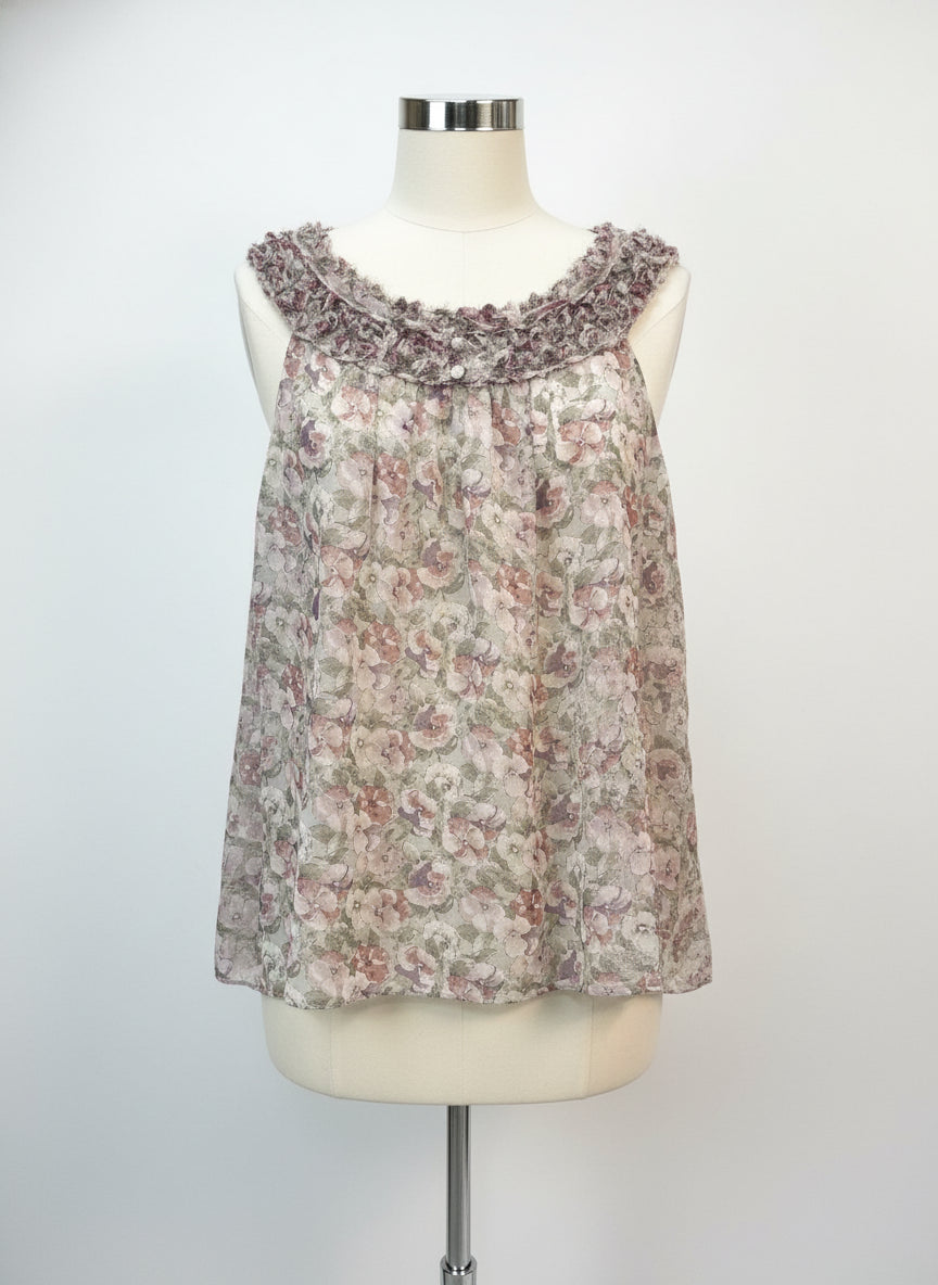 Anthropologie · Blue Velvet Pansy Print · Large · MauveMulti