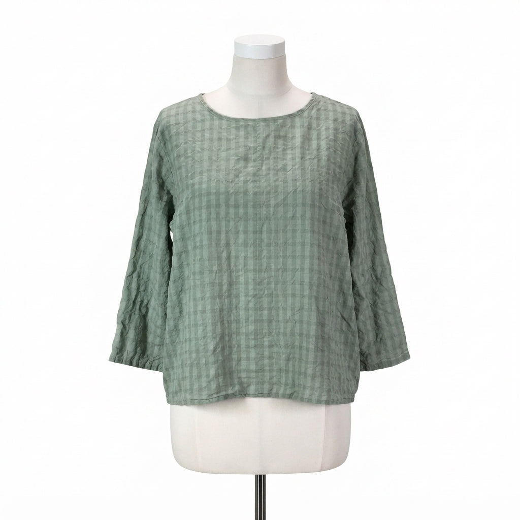 Cut Loose · Sage Gray Plaid Blouse · Large · Sage Gray Plaid