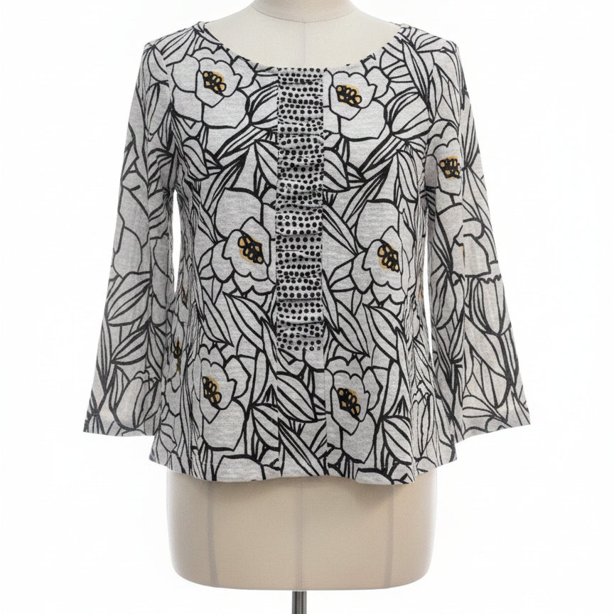 Habitat · 3/4 Sleeve Blouse · XSmall · Black and White
