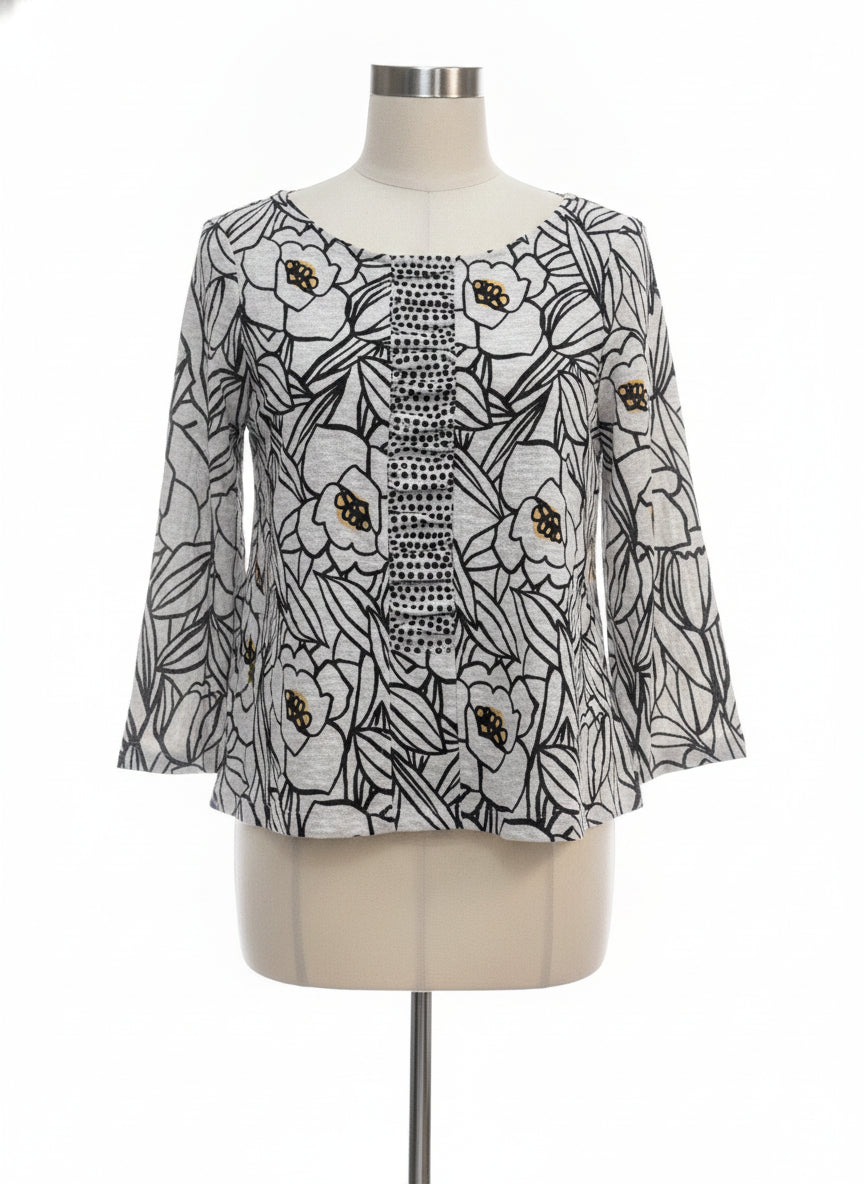 Habitat · 3/4 Sleeve Blouse · XSmall · Black and White