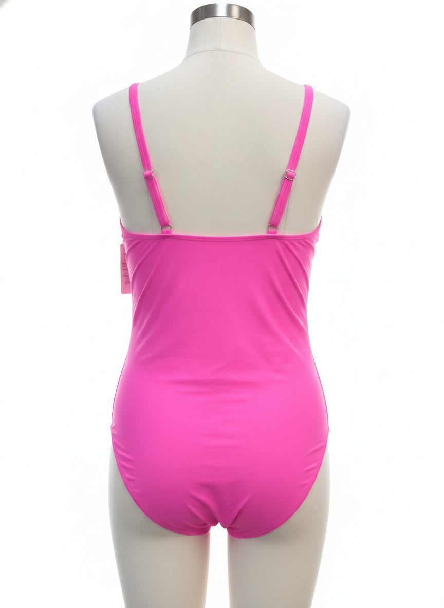 Ekouaer · Ruched Swimsuit · L/XL · Hot Pink