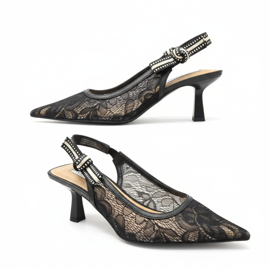 Steve Madden · Rodes Lace Slingbacks · 8 · BlackCream