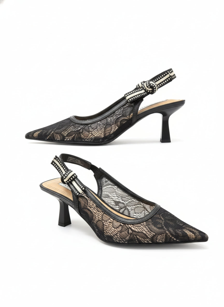 Steve Madden · Rodes Lace Slingbacks · 8 · BlackCream