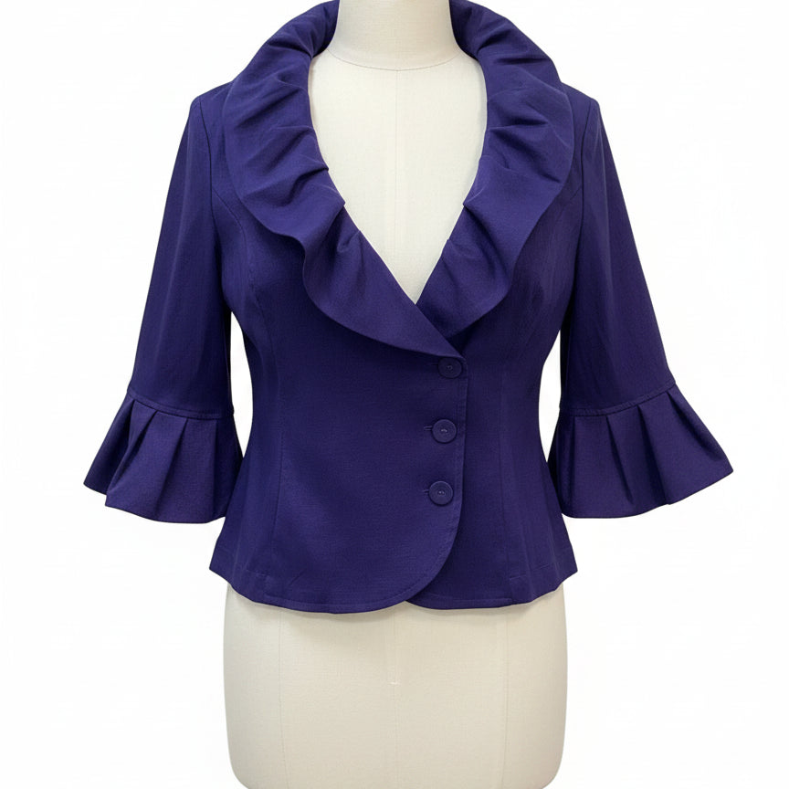 Jerry.T · 3/4 Sleeve Jacket Ruchted Collar · Medium · Purple