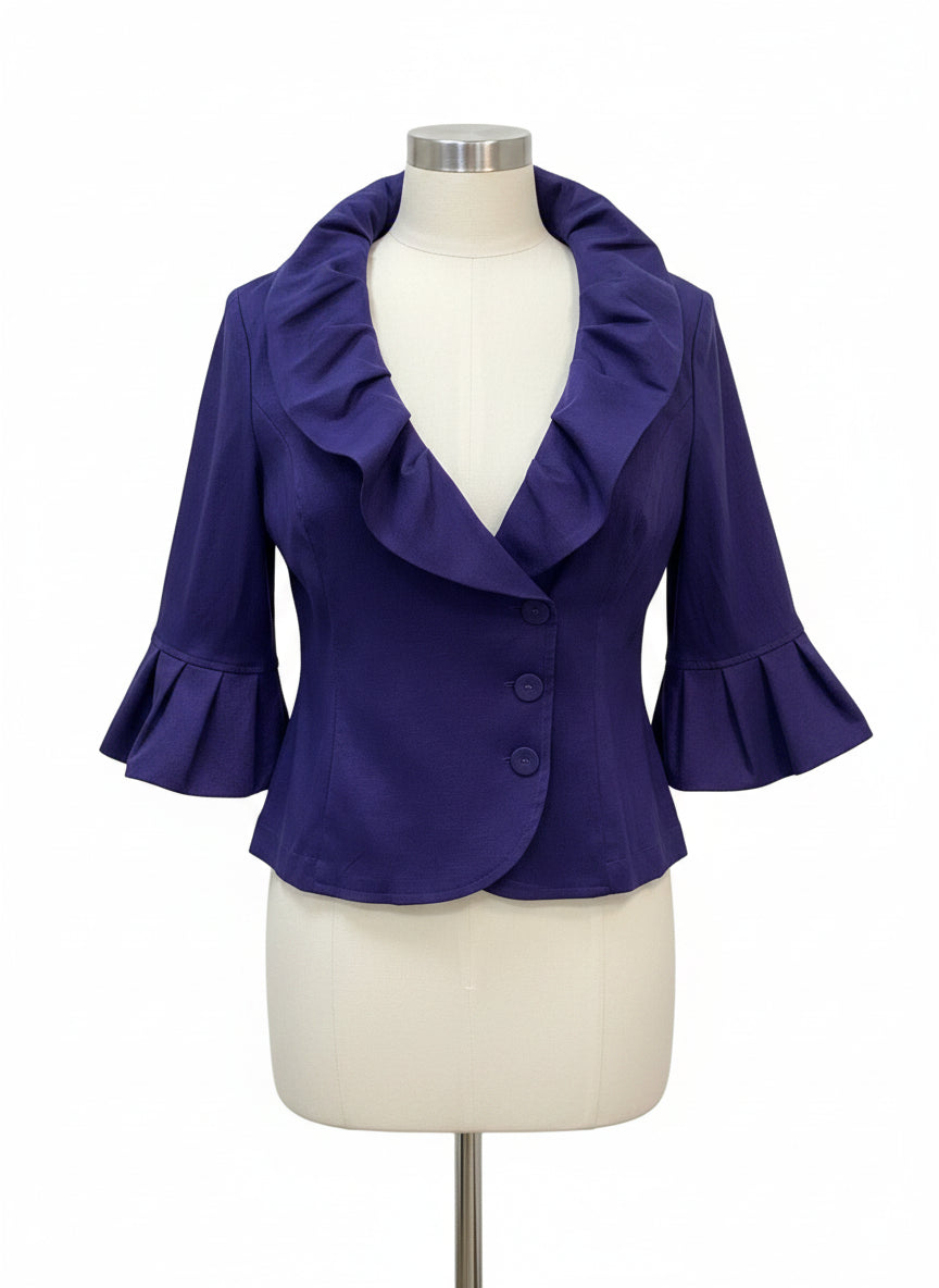 Jerry.T · 3/4 Sleeve Jacket Ruchted Collar · Medium · Purple