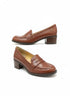 Nine West · Kimmie Heeled Penny Loafers · 5.5 · Cognac Leather