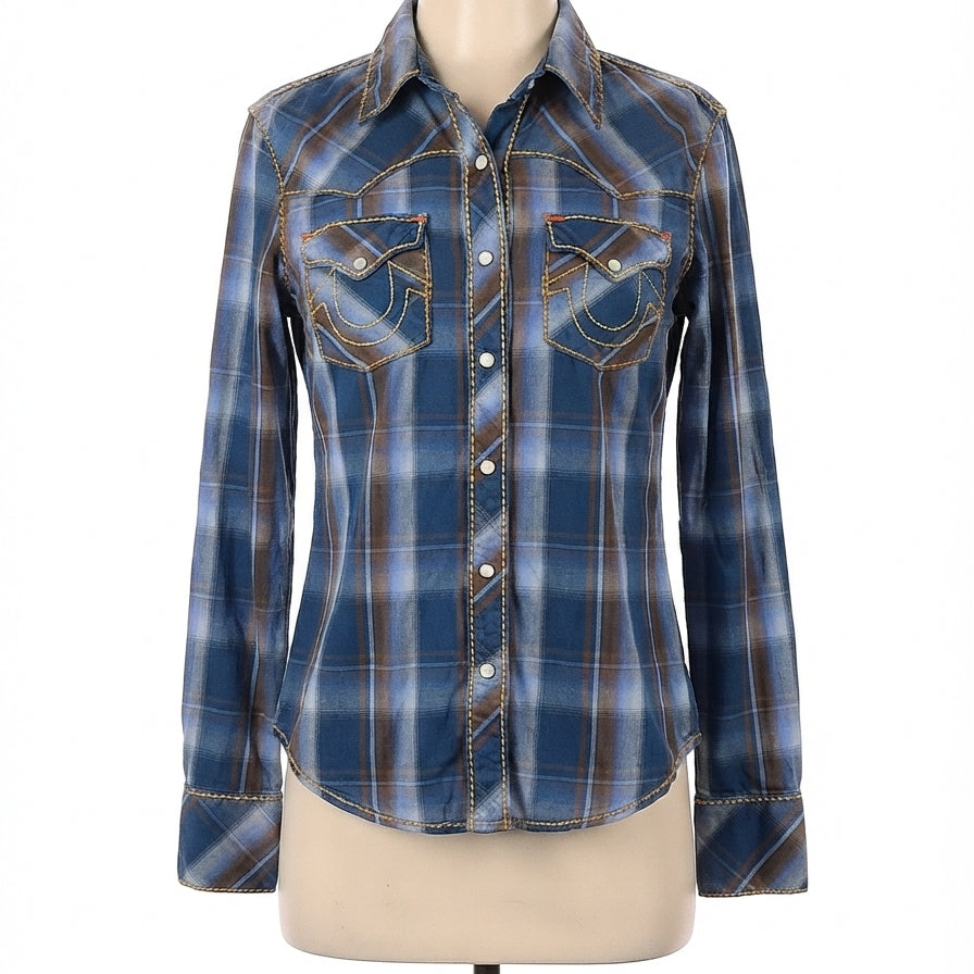 True Religion · LongSleeve Shirt · Large · BlueBrown