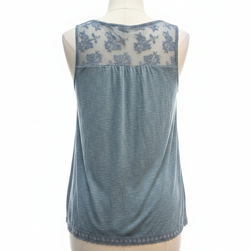 KnoxRose · Boho Embroidered Top · Medium · Ocean Multi