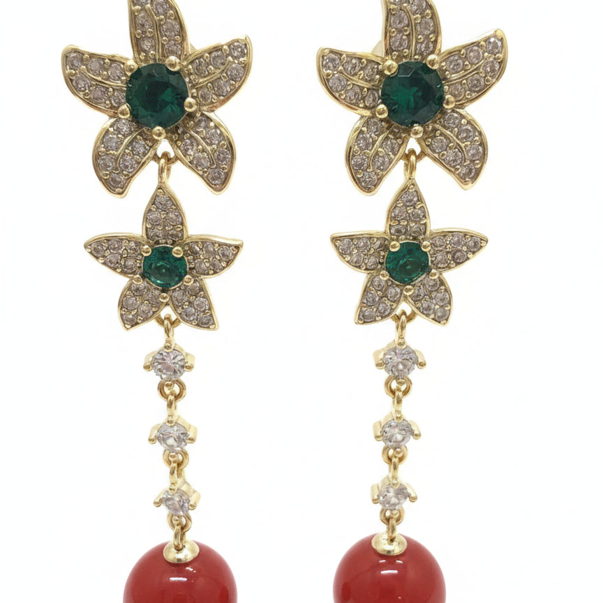 Borun USA · Jewelry · Post Earrings · Gold, Green, Red