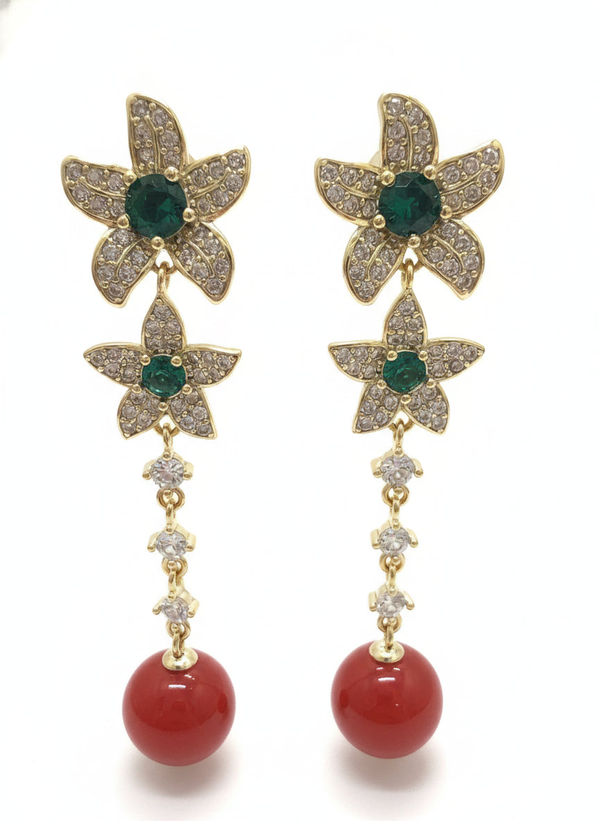 Borun USA · Jewelry · Post Earrings · Gold, Green, Red