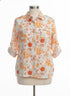 JonesNY · Roll Tab Shirt · 2X · Orange/White Floral Print