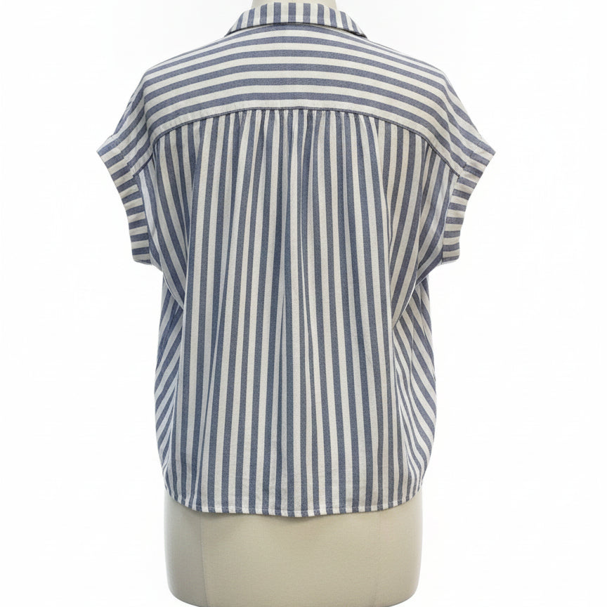 Madewell · Cap Sleeve Top · Large · BlueWhite Striped